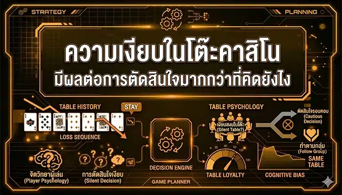 ความเงียบในโต๊ะคาสิโน มีผลต่อการตัดสินใจมากกว่าที่คิดยังไง